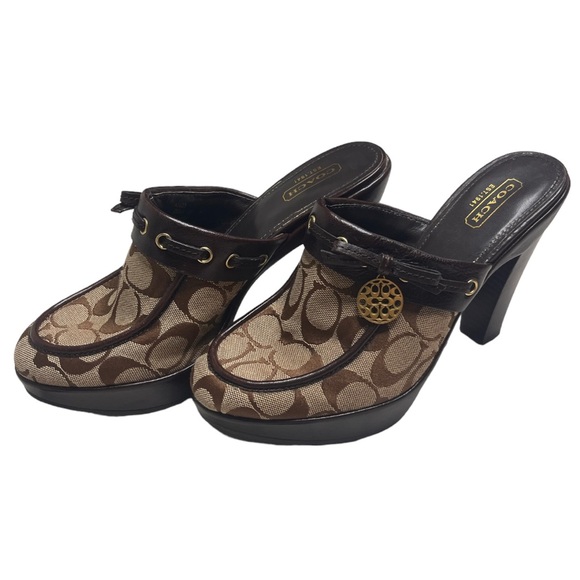 Coach Jodey Signature Platform Wooden Y2K Heels Size 8 - Picture 11 of 12